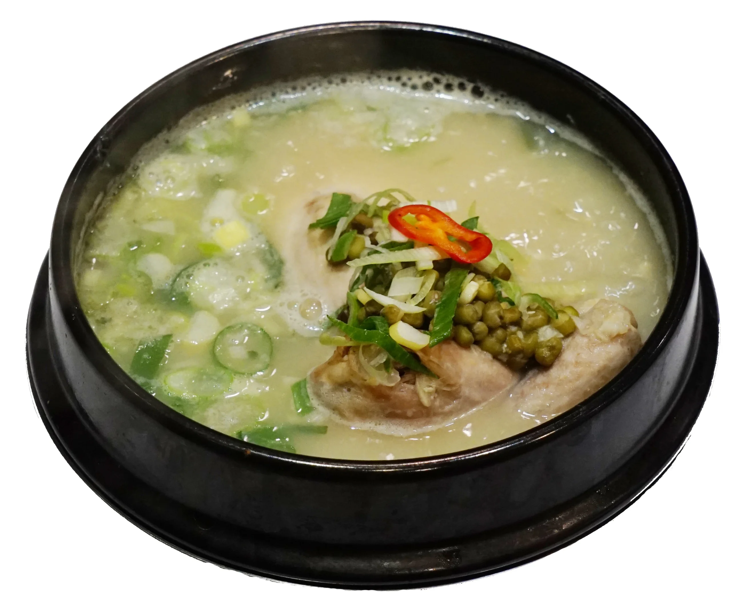 Mung-bean chicken soup at Dongbaek Samgyetang