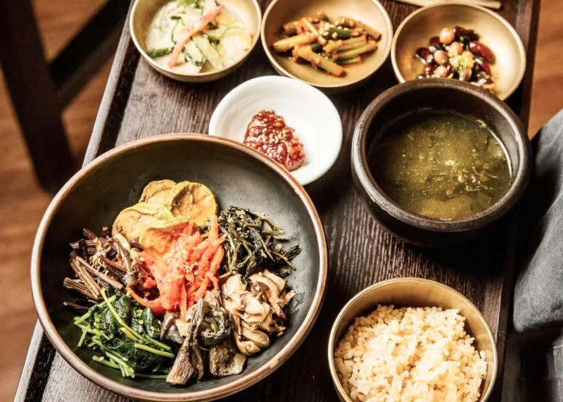 Home-style Korean meal photographed at Parc Hannam; seasonal dishes change.